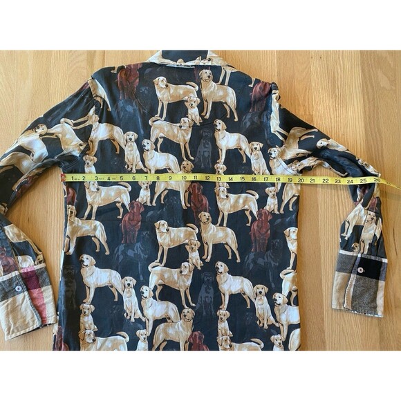 Tizzie Dog Print Long Sleeve Button Down Flannel Cuff Collar Shirt Women's M - Picture 6 of 7